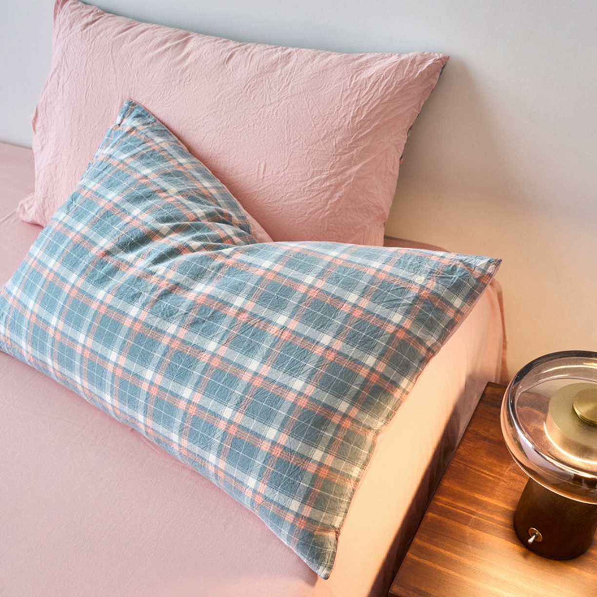 91家纺网 家纺一手货源 找家纺 春皖家纺 2026春夏新款全棉水洗棉单枕套枕套单件单品枕套 摩尔蓝