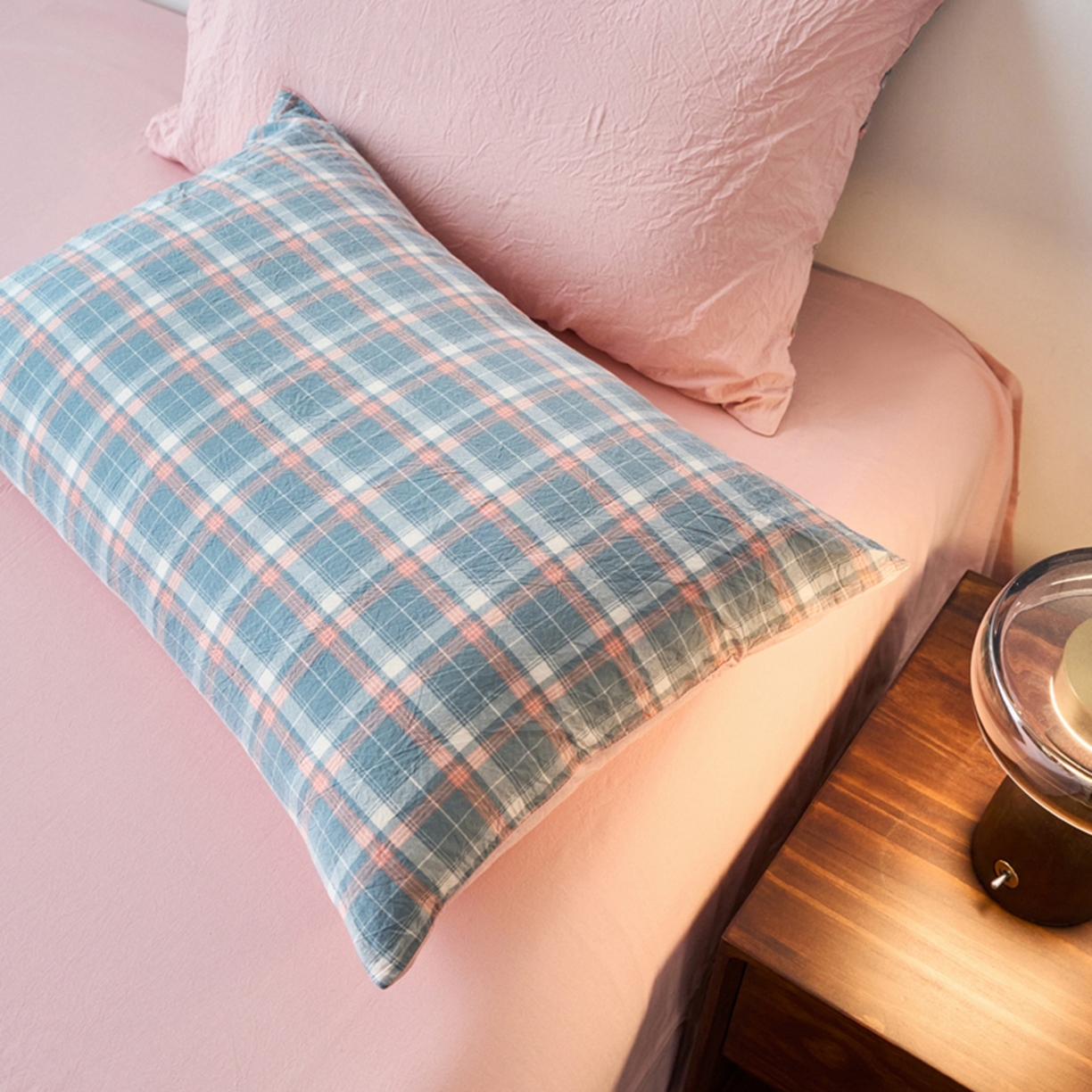 91家纺网 家纺一手货源 找家纺 春皖家纺 2026春夏新款全棉水洗棉单枕套枕套单件单品枕套 摩尔蓝