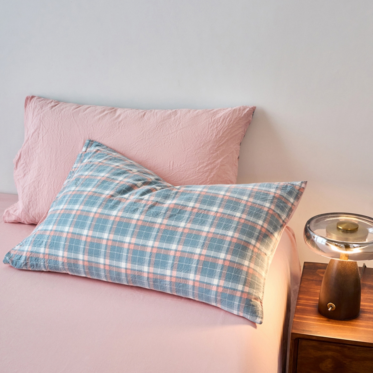 91家纺网 家纺一手货源 找家纺 春皖家纺 2026春夏新款全棉水洗棉单枕套枕套单件单品枕套 摩尔蓝