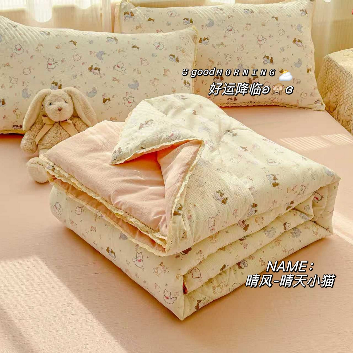（总）几禾 2026新款云感双层纱抗菌花边夏被-晴风系列