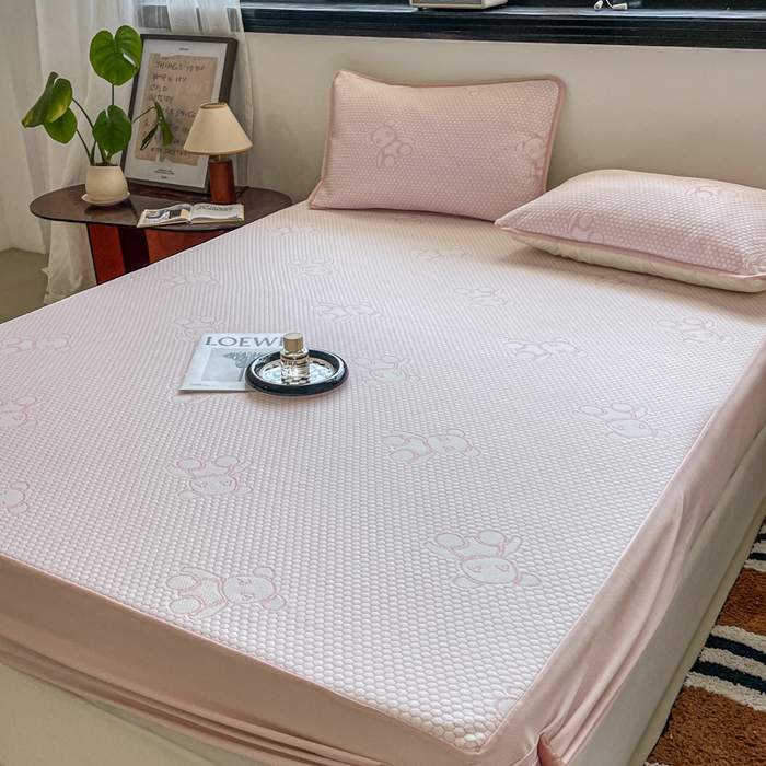 91家纺网 家纺一手货源 找家纺 （总）悦织湾家纺 2026新款提花凉豆豆凉席三件套夏季3D豆豆席冰爽席子床笠款蝴蝶结小熊系列