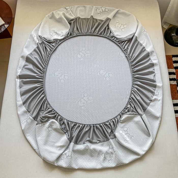 91家纺网 家纺一手货源 找家纺 悦织湾家纺 2026新款提花凉豆豆凉席三件套夏季3D豆豆席冰爽席子床笠款蝴蝶结小熊系列 暴力熊灰