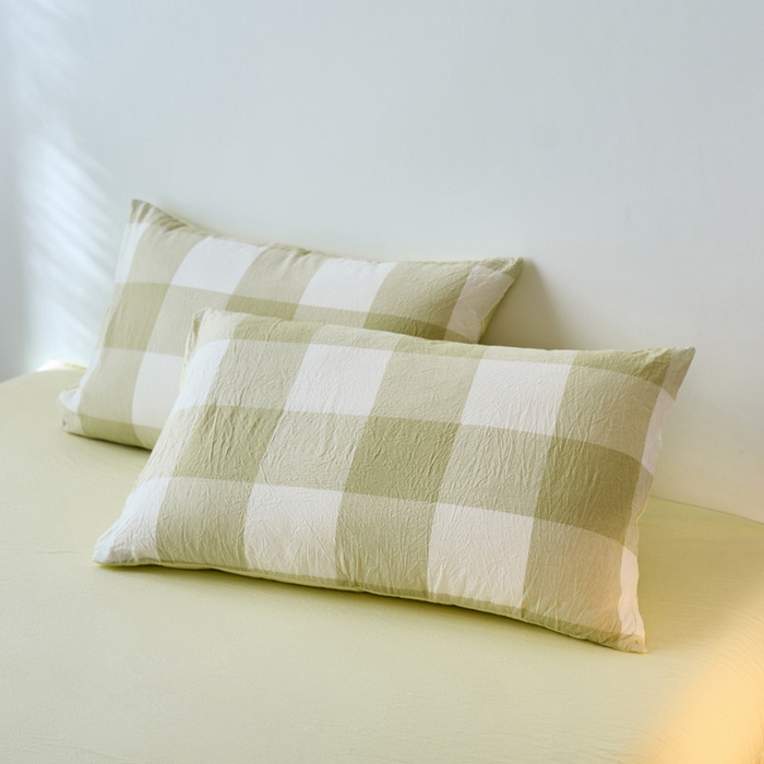 春皖家纺 2026春夏新款全棉水洗棉单枕套枕套单件单品枕套 素雅-芳绿