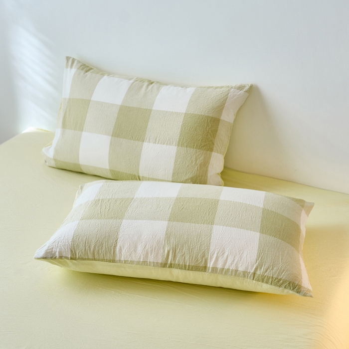 91家纺网 家纺一手货源 找家纺 春皖家纺 2026春夏新款全棉水洗棉单枕套枕套单件单品枕套 素雅-芳绿