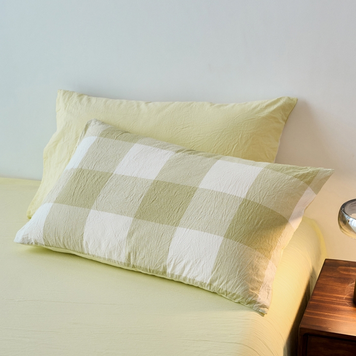 91家纺网 家纺一手货源 找家纺 春皖家纺 2026春夏新款全棉水洗棉单枕套枕套单件单品枕套 素雅-芳绿