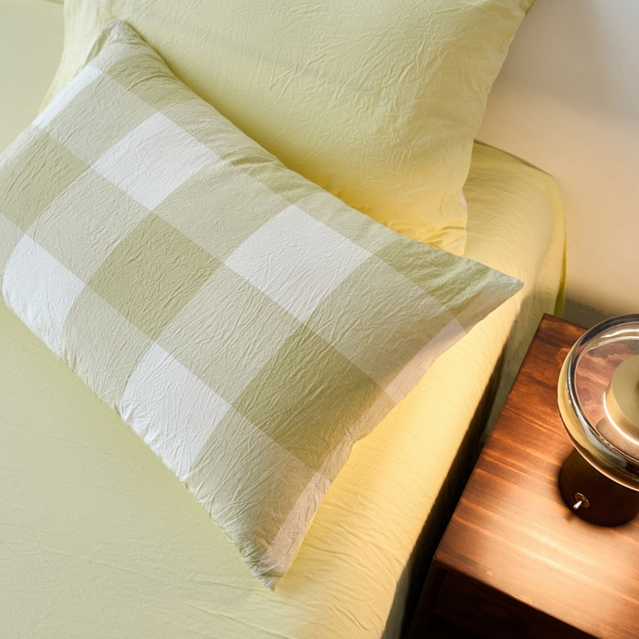 91家纺网 家纺一手货源 找家纺 春皖家纺 2026春夏新款全棉水洗棉单枕套枕套单件单品枕套 素雅-芳绿