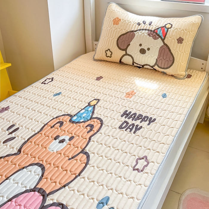 91家纺网 家纺一手货源 找家纺 川悦生活 2026新款大版宿舍凉感丝学生床凉席三件套 Party聚会