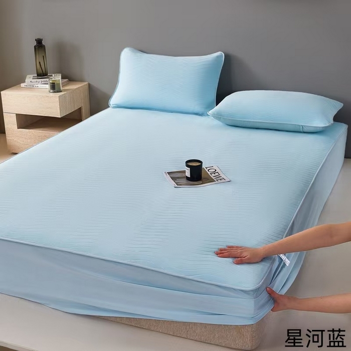 91家纺网 家纺一手货源 找家纺 玖玖爱家纺 2026新款0胶感母婴呱呱席床笠款 星河蓝