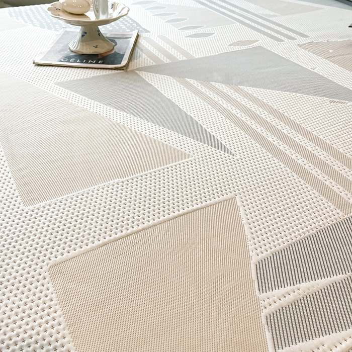 91家纺网 家纺一手货源 找家纺 雅诗帛 2026新款凉感丝PE凉感床裙款凉席三件套-几何系列 几何灰-床裙