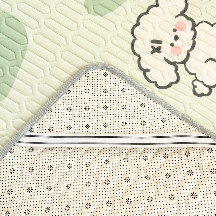 91家纺网 家纺一手货源 找家纺 川悦生活 2026新款大版宿舍凉感丝学生床凉席三件套 啵唧小狗