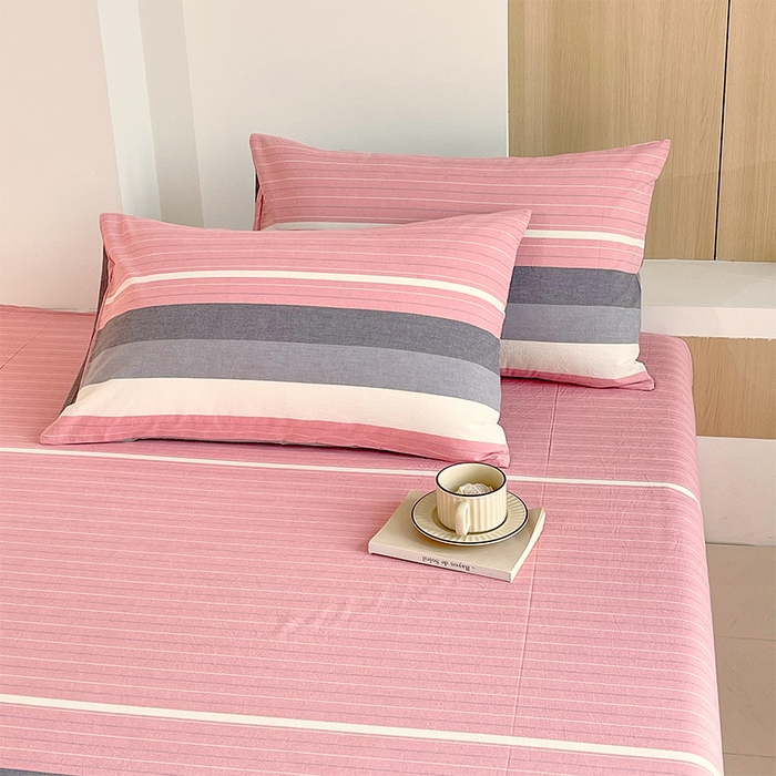 春皖家纺 2026春夏新款全棉水洗棉单枕套枕套单件单品枕套 素雅-蔻粉