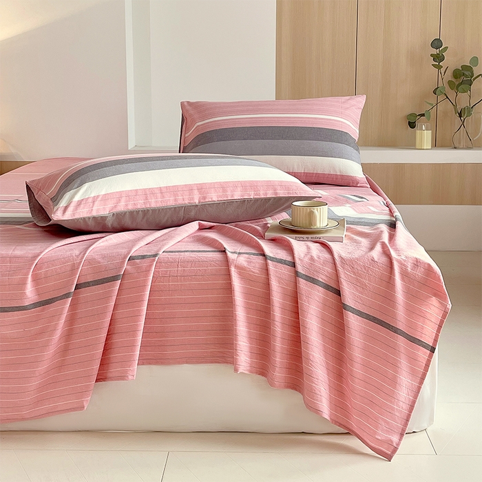 91家纺网 家纺一手货源 找家纺 春皖家纺 2026春夏新款全棉水洗棉单枕套枕套单件单品枕套 素雅-蔻粉