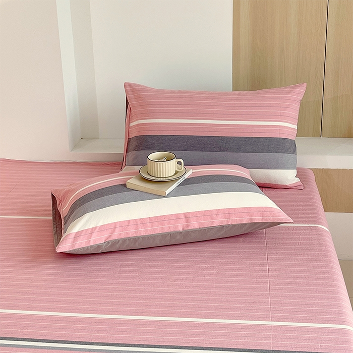 91家纺网 家纺一手货源 找家纺 春皖家纺 2026春夏新款全棉水洗棉单枕套枕套单件单品枕套 素雅-蔻粉