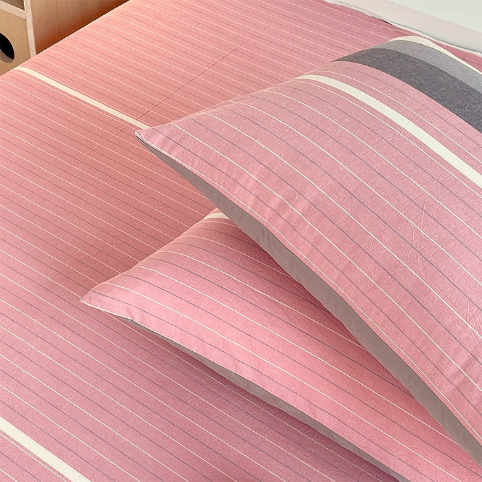 91家纺网 家纺一手货源 找家纺 春皖家纺 2026春夏新款全棉水洗棉单枕套枕套单件单品枕套 素雅-蔻粉