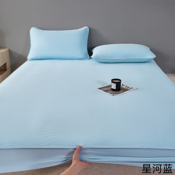 91家纺网 家纺一手货源 找家纺 玖玖爱家纺 2026新款0胶感母婴呱呱席床笠款 星河蓝