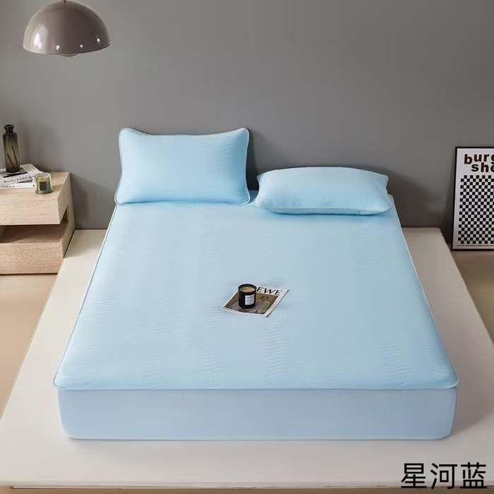 91家纺网 家纺一手货源 找家纺 玖玖爱家纺 2026新款0胶感母婴呱呱席床笠款 星河蓝