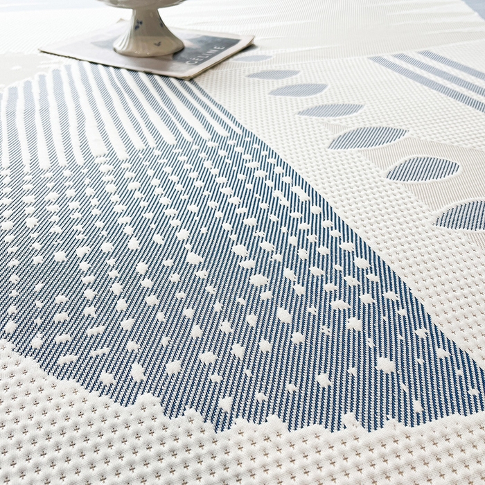 91家纺网 家纺一手货源 找家纺 雅诗帛 2026新款凉感丝PE凉感床裙款凉席三件套-几何系列 几何蓝-床裙