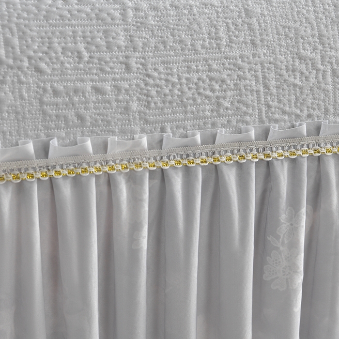 91家纺网 家纺一手货源 找家纺 （总）诺梵家纺 2026新款冰豆豆PE高分子凉感印花床裙款凉席三件套