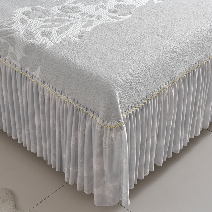 91家纺网 家纺一手货源 找家纺 （总）诺梵家纺 2026新款冰豆豆PE高分子凉感印花床裙款凉席三件套