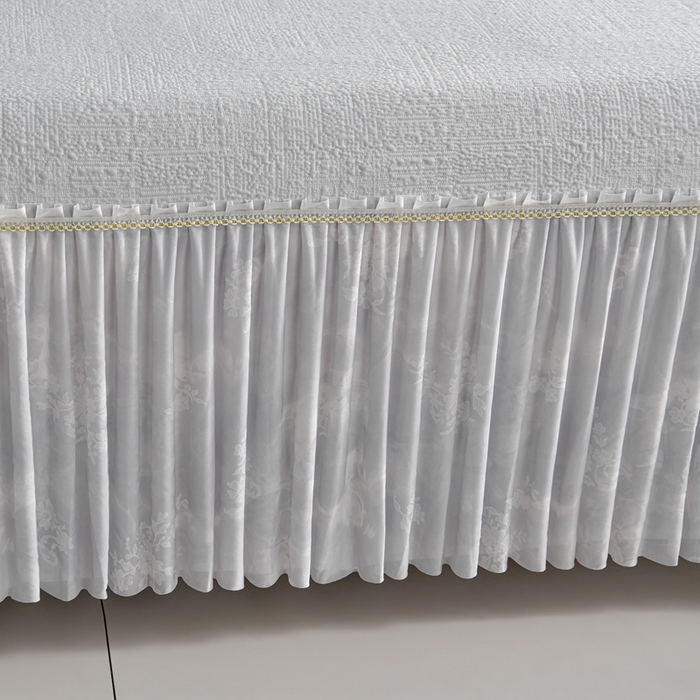 91家纺网 家纺一手货源 找家纺 （总）诺梵家纺 2026新款冰豆豆PE高分子凉感印花床裙款凉席三件套