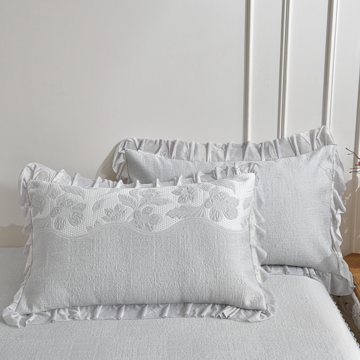 91家纺网 家纺一手货源 找家纺 （总）诺梵家纺 2026新款冰豆豆PE高分子凉感印花床裙款凉席三件套