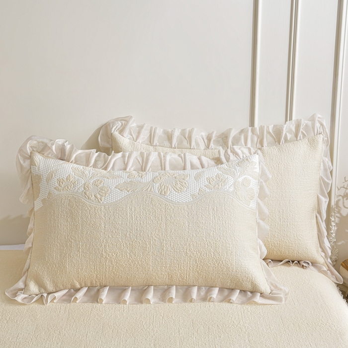 91家纺网 家纺一手货源 找家纺 诺梵家纺 2026新款冰豆豆PE高分子凉感印花床裙款凉席三件套 小蛮腰黄