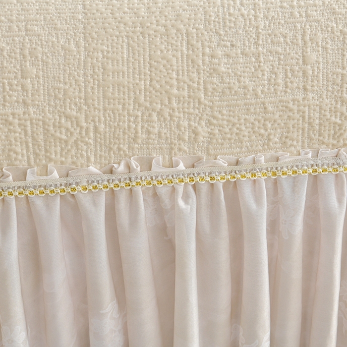 91家纺网 家纺一手货源 找家纺 诺梵家纺 2026新款冰豆豆PE高分子凉感印花床裙款凉席三件套 小蛮腰黄