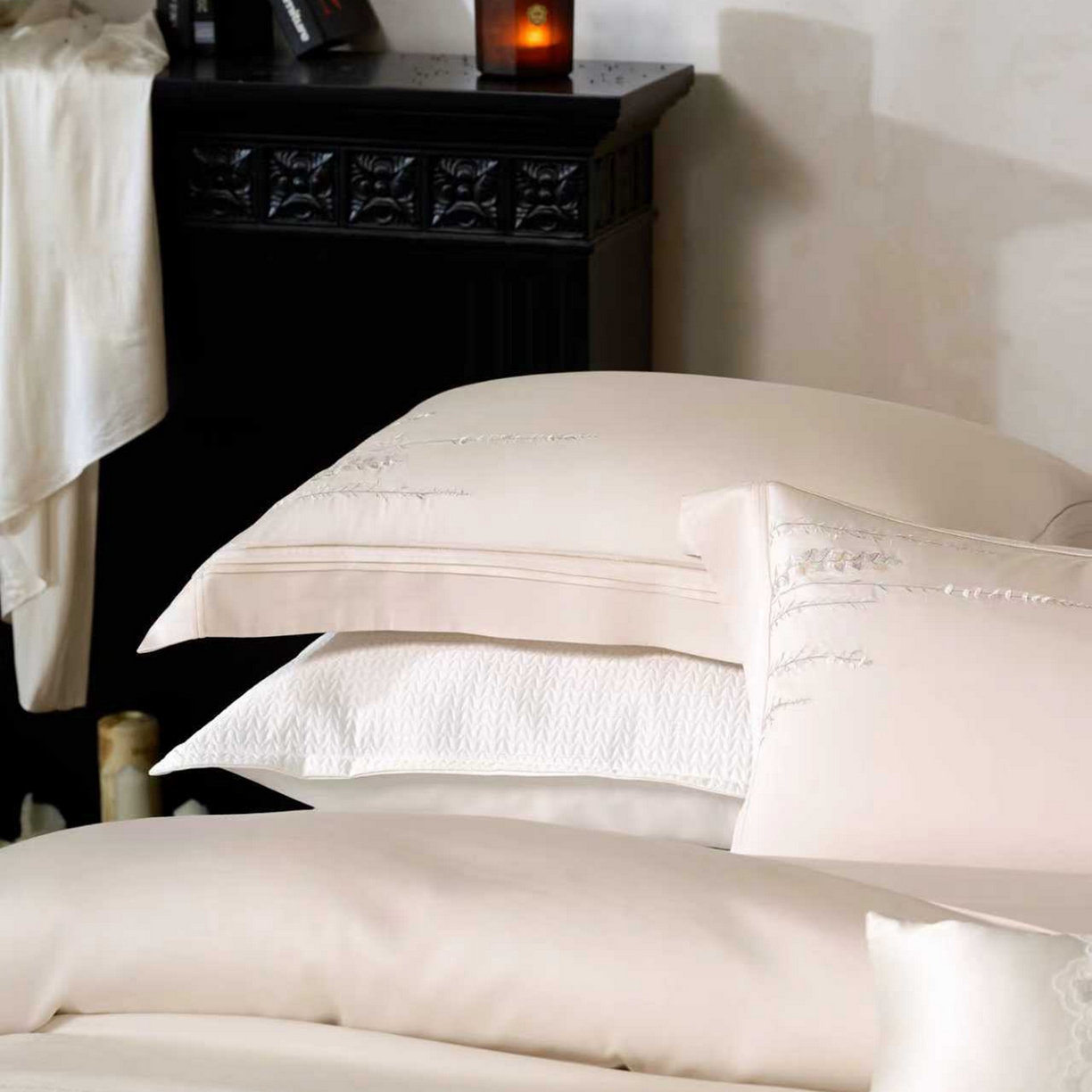 91家纺网 家纺一手货源 找家纺 （总）玖玖爱家纺 2026新款100支长绒棉东方禅意柔奢风极简治愈四件套-漫枝