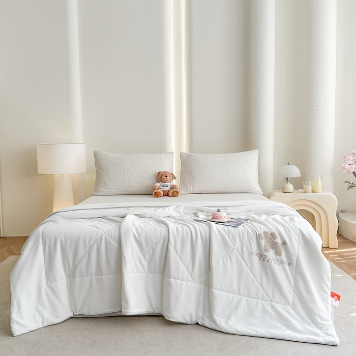 91家纺网 家纺一手货源 找家纺 宇淳国际 2026新款华夫格夏凉被 本白