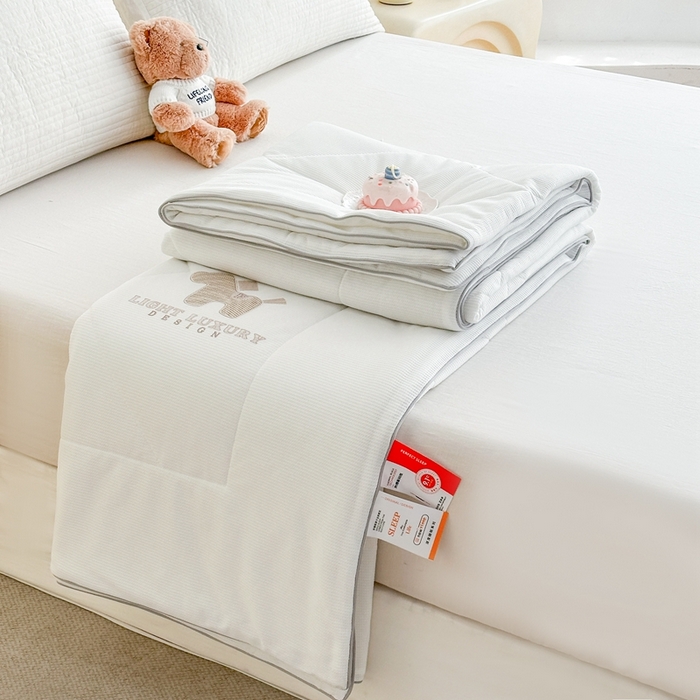 91家纺网 家纺一手货源 找家纺 宇淳国际 2026新款华夫格夏凉被 本白