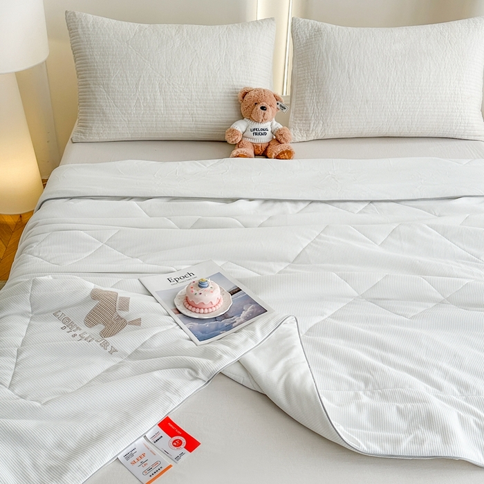 91家纺网 家纺一手货源 找家纺 宇淳国际 2026新款华夫格夏凉被 本白