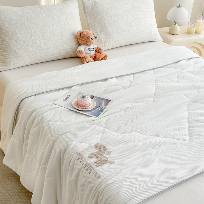 91家纺网 家纺一手货源 找家纺 宇淳国际 2026新款华夫格夏凉被 本白