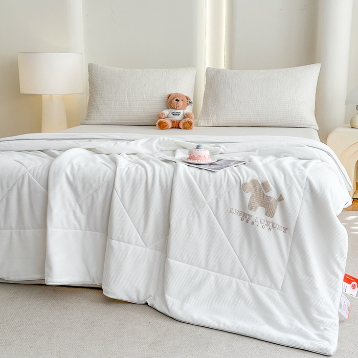 91家纺网 家纺一手货源 找家纺 宇淳国际 2026新款华夫格夏凉被 本白