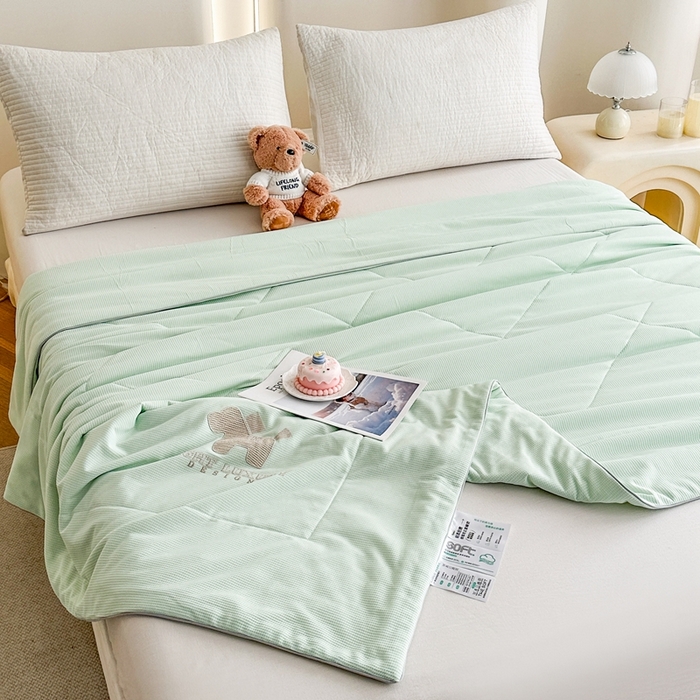 91家纺网 家纺一手货源 找家纺 宇淳国际 2026新款华夫格夏凉被 浅绿