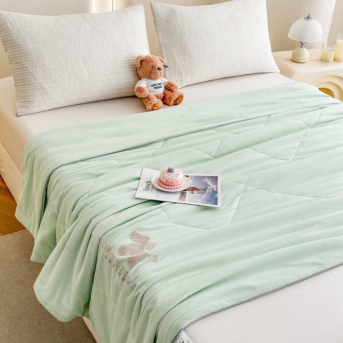 91家纺网 家纺一手货源 找家纺 宇淳国际 2026新款华夫格夏凉被 浅绿