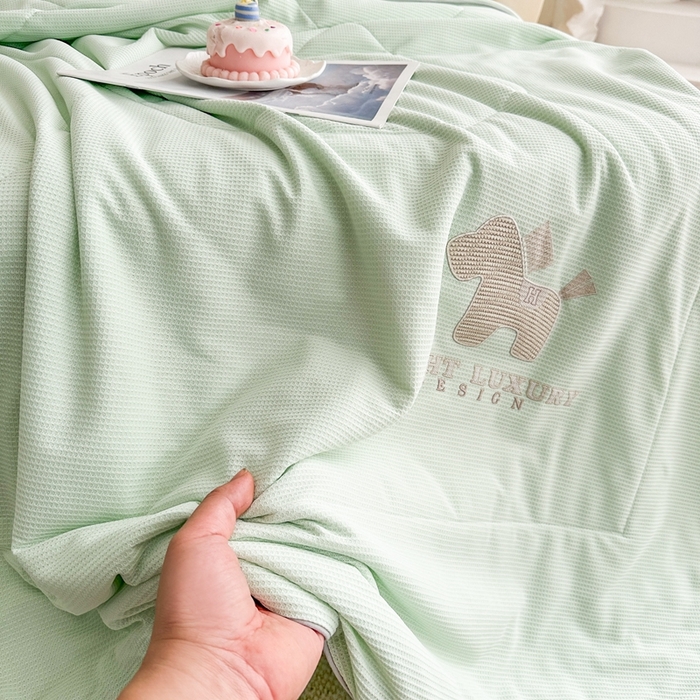 91家纺网 家纺一手货源 找家纺 宇淳国际 2026新款华夫格夏凉被 浅绿