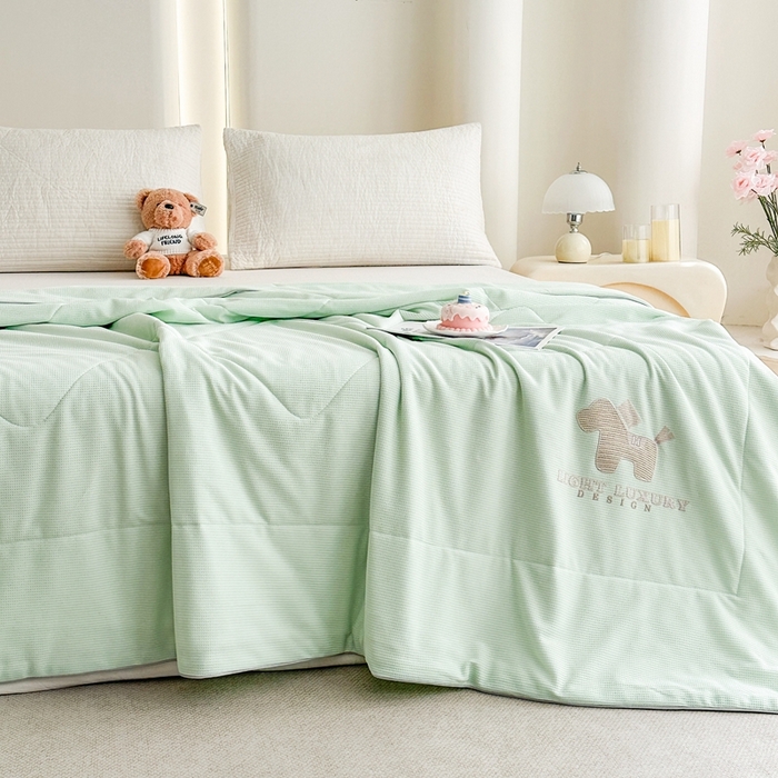 91家纺网 家纺一手货源 找家纺 宇淳国际 2026新款华夫格夏凉被 浅绿