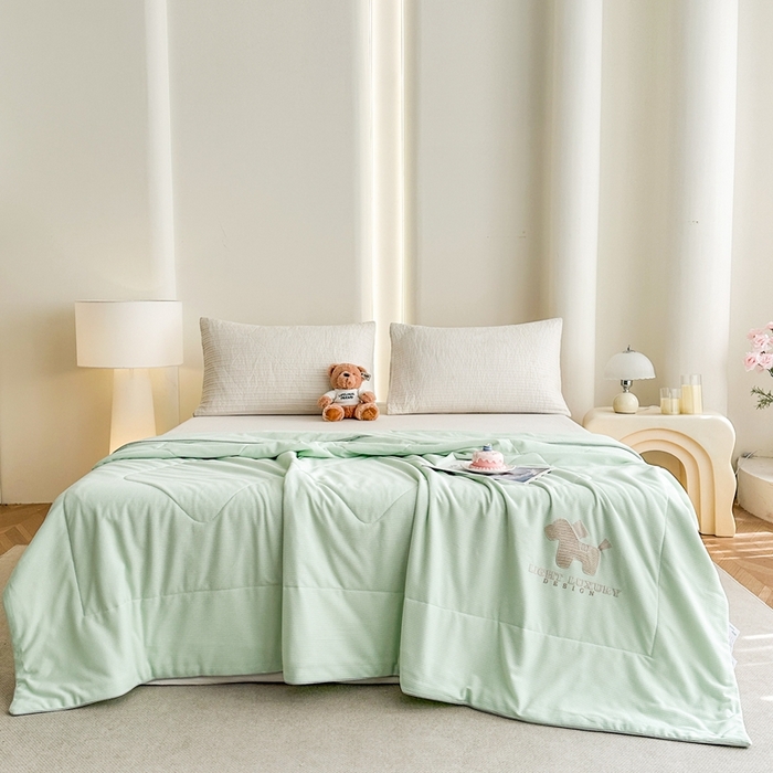 91家纺网 家纺一手货源 找家纺 宇淳国际 2026新款华夫格夏凉被 浅绿