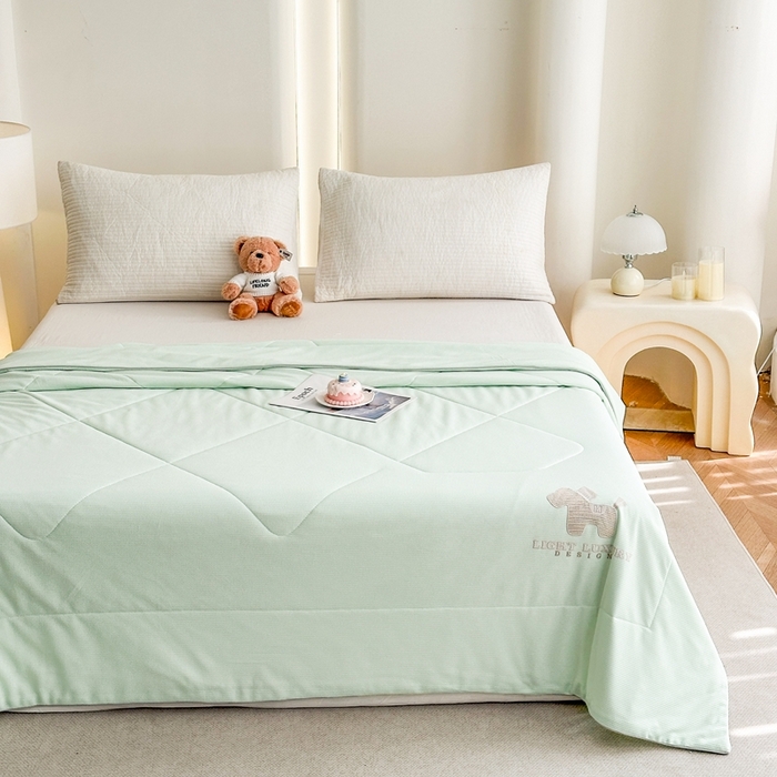 91家纺网 家纺一手货源 找家纺 宇淳国际 2026新款华夫格夏凉被 浅绿