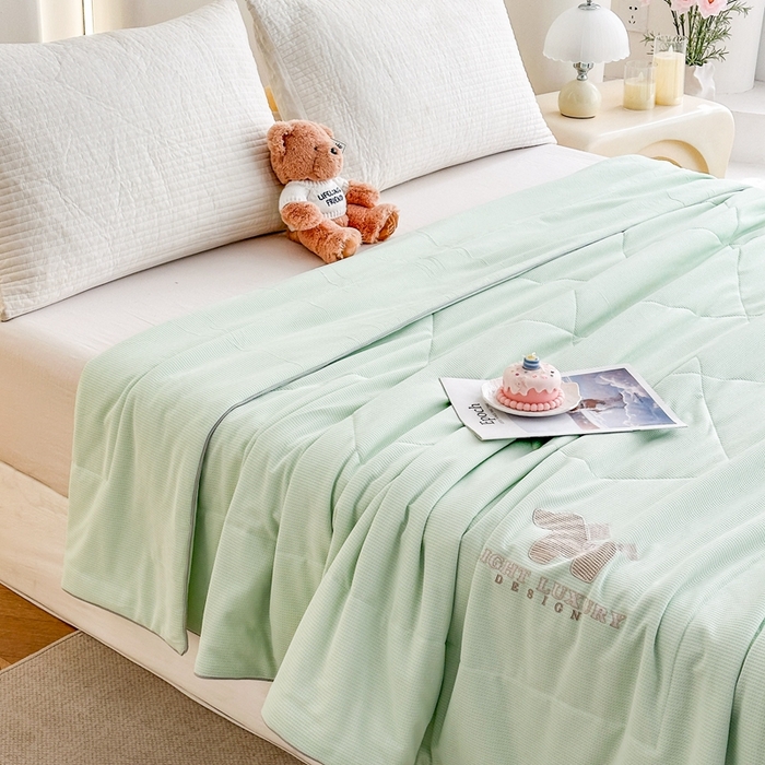 91家纺网 家纺一手货源 找家纺 宇淳国际 2026新款华夫格夏凉被 浅绿