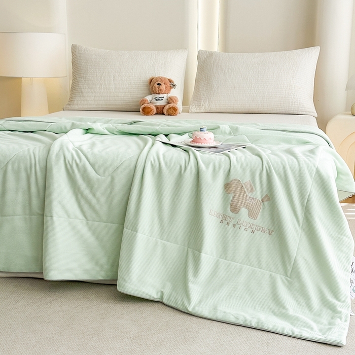 91家纺网 家纺一手货源 找家纺 宇淳国际 2026新款华夫格夏凉被 浅绿