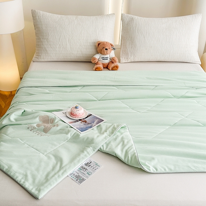 91家纺网 家纺一手货源 找家纺 宇淳国际 2026新款华夫格夏凉被 浅绿