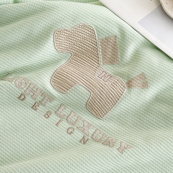 91家纺网 家纺一手货源 找家纺 宇淳国际 2026新款华夫格夏凉被 浅绿