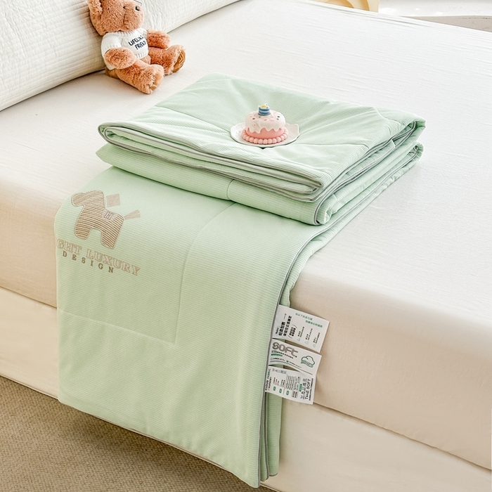 91家纺网 家纺一手货源 找家纺 宇淳国际 2026新款华夫格夏凉被 浅绿