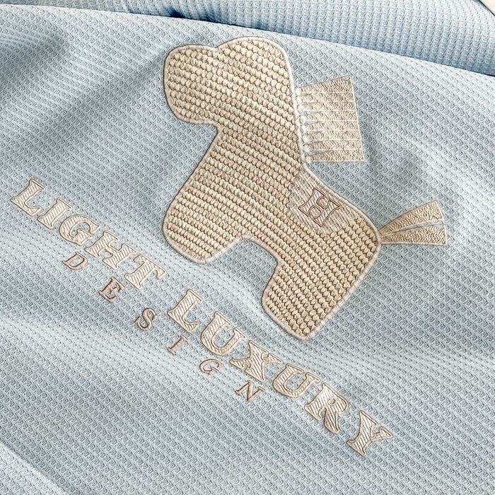 91家纺网 家纺一手货源 找家纺 宇淳国际 2026新款华夫格夏凉被 浅蓝灰