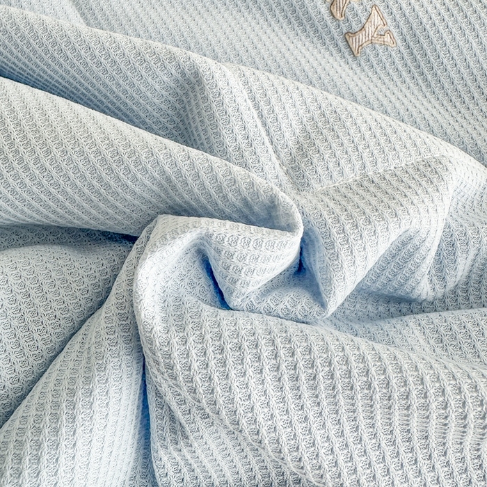 91家纺网 家纺一手货源 找家纺 宇淳国际 2026新款华夫格夏凉被 浅蓝灰