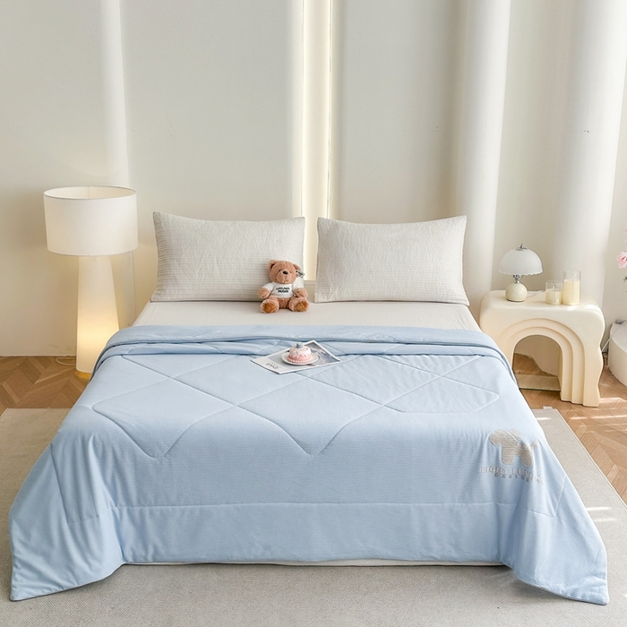 宇淳国际 2026新款华夫格夏凉被 浅蓝灰