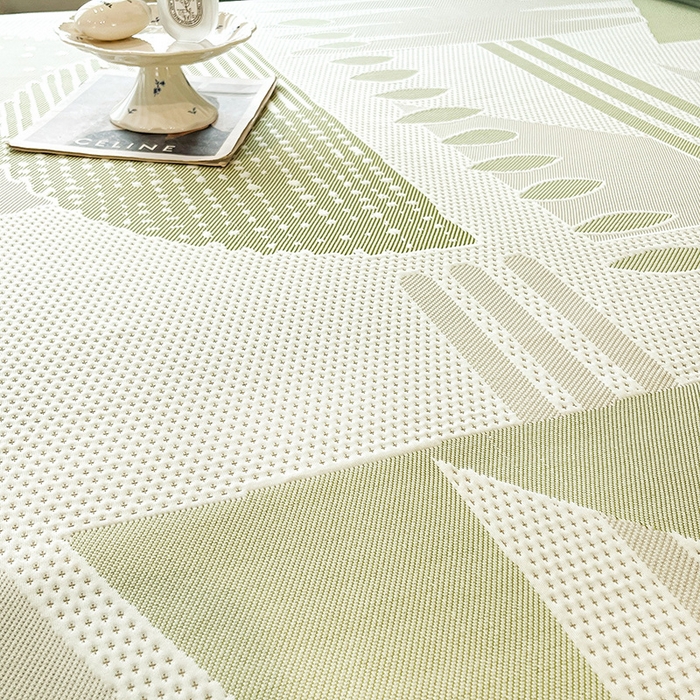 91家纺网 家纺一手货源 找家纺 雅诗帛 2026新款凉感丝PE凉感床裙款凉席三件套-几何系列 几何绿-床裙