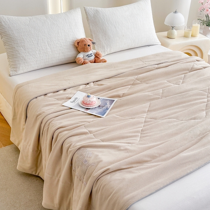 91家纺网 家纺一手货源 找家纺 宇淳国际 2026新款华夫格夏凉被 卡其