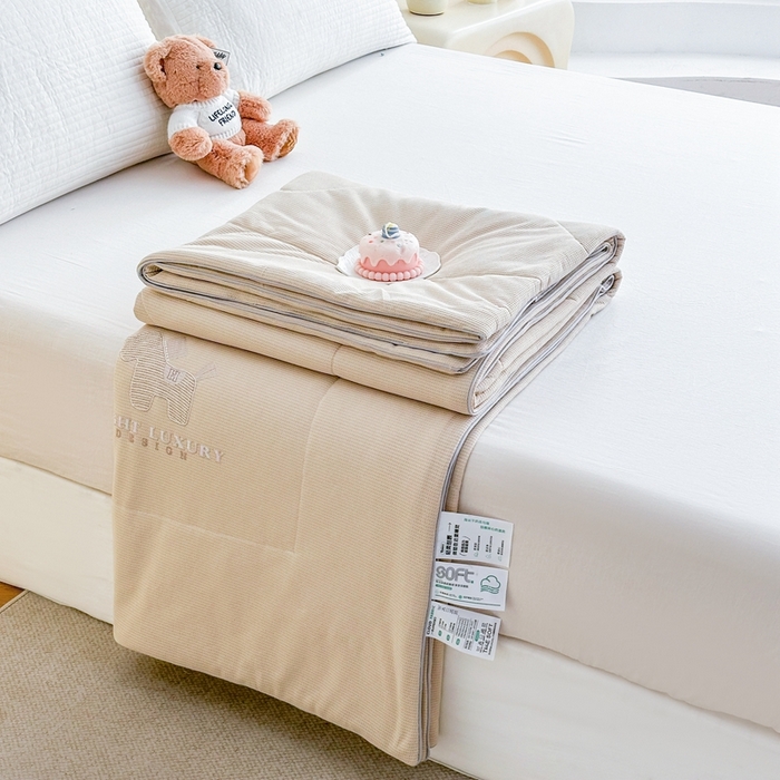 91家纺网 家纺一手货源 找家纺 宇淳国际 2026新款华夫格夏凉被 卡其